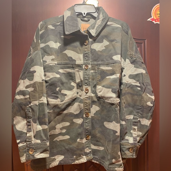 Gap Men Camo Utility Jacket, Large Petit, Green Camo - Picture 1 of 4